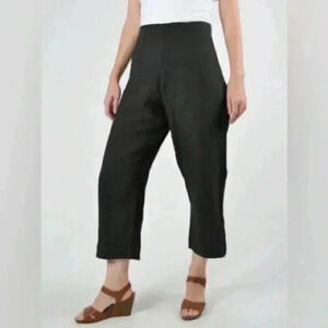Bryn Walker Black 100% Linen Flat Front Capri Pants Black Sz 2XS XXS